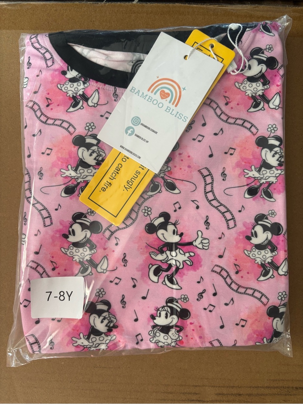 Bamboo Bliss Kids Disney Minnie Mouse Pink Pajama Set